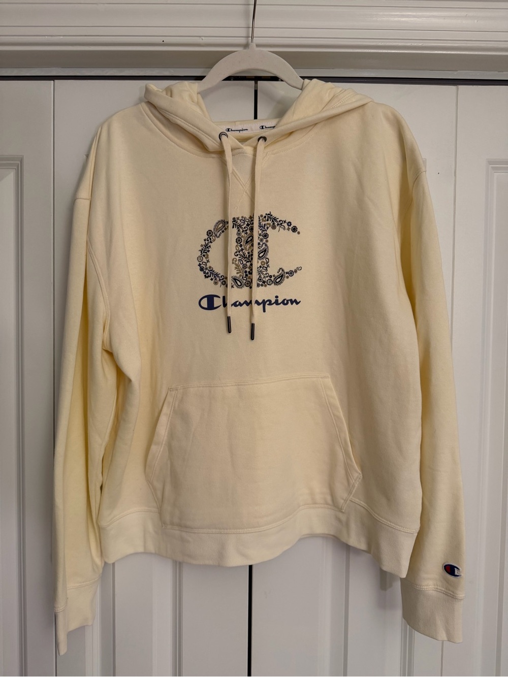 Champion 2XL Cream Paisley Logo Pullover Hoodie NWOT